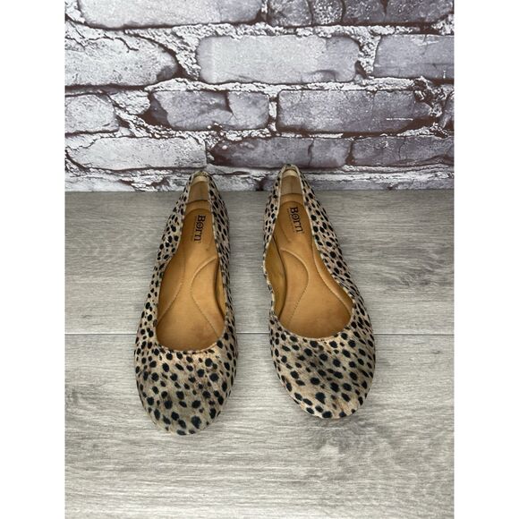 Born Adour Brown Leather Slip On Leopard Ballet Flats Shoes Women Sz 8M US/39EU - Picture 14 of 16